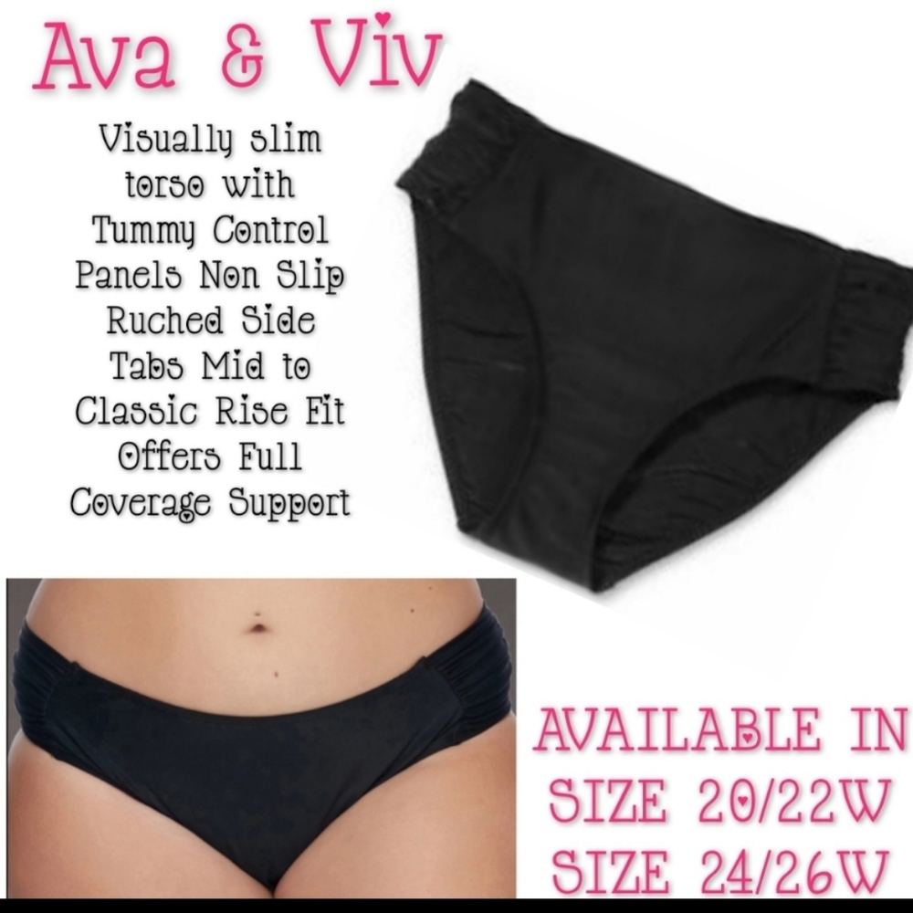Ava & Viv Swim Bottoms Size 24W/26W Ruched NWT